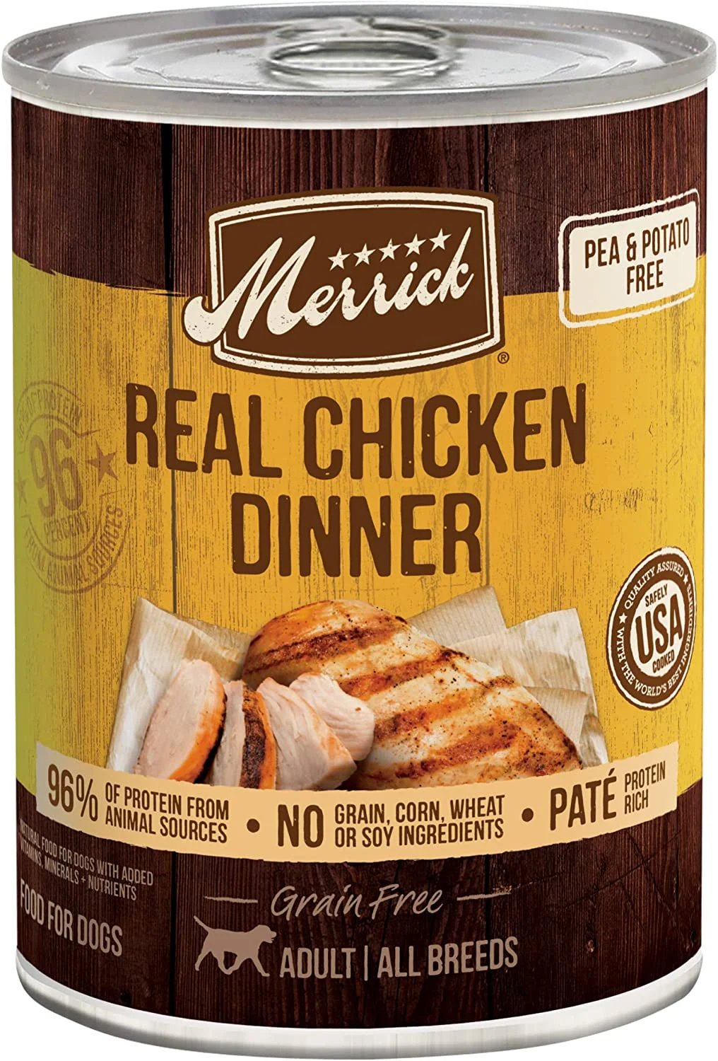 Merrick Grain Free Canned Wet Dog Food Real Meat Recipe, Real Chicken (Case of 12)