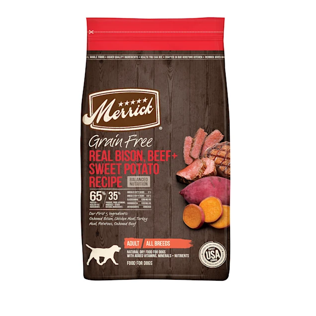 Merrick Grain Free Real Bison, Beef & Sweet Potato Recipe Dry Dog Food, 10 lbs.