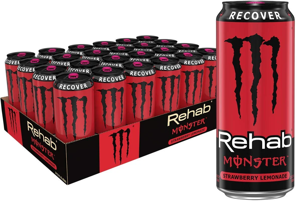 Monster Energy Drink Monster Rehab Strawberry Lemonade + Energy, 15.5 Oz (Pack Of 24)
