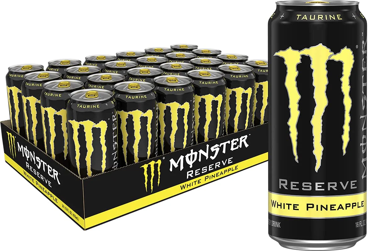 Monster Energy Drink Reserve White Pineapple, Yellow, 16 Ounce (Pack of 24)