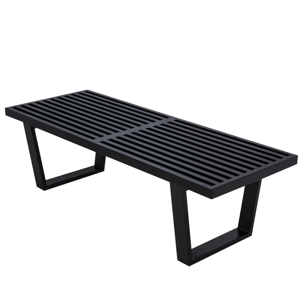 LeisureMod Mid-Century Inwood Platform Bench Black
