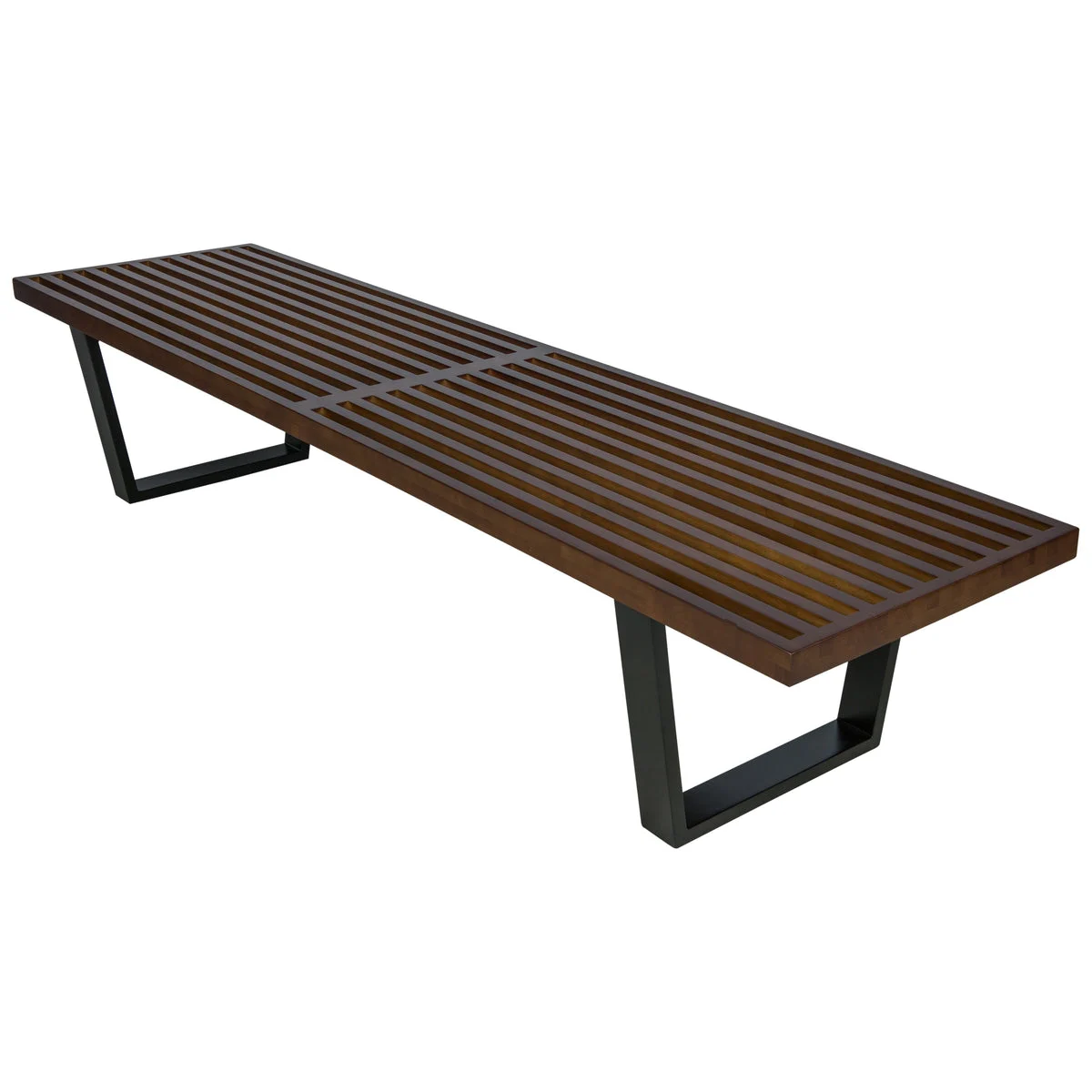 LeisureMod Mid-Century Inwood Platform Bench Dark Walnut