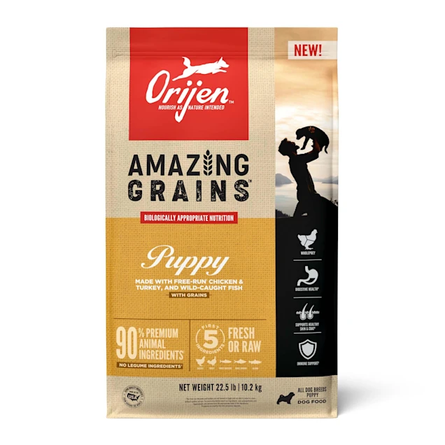 ORIJEN Amazing Grains High Protein Dry Puppy Food, 4 Pound & 22.5 Pound