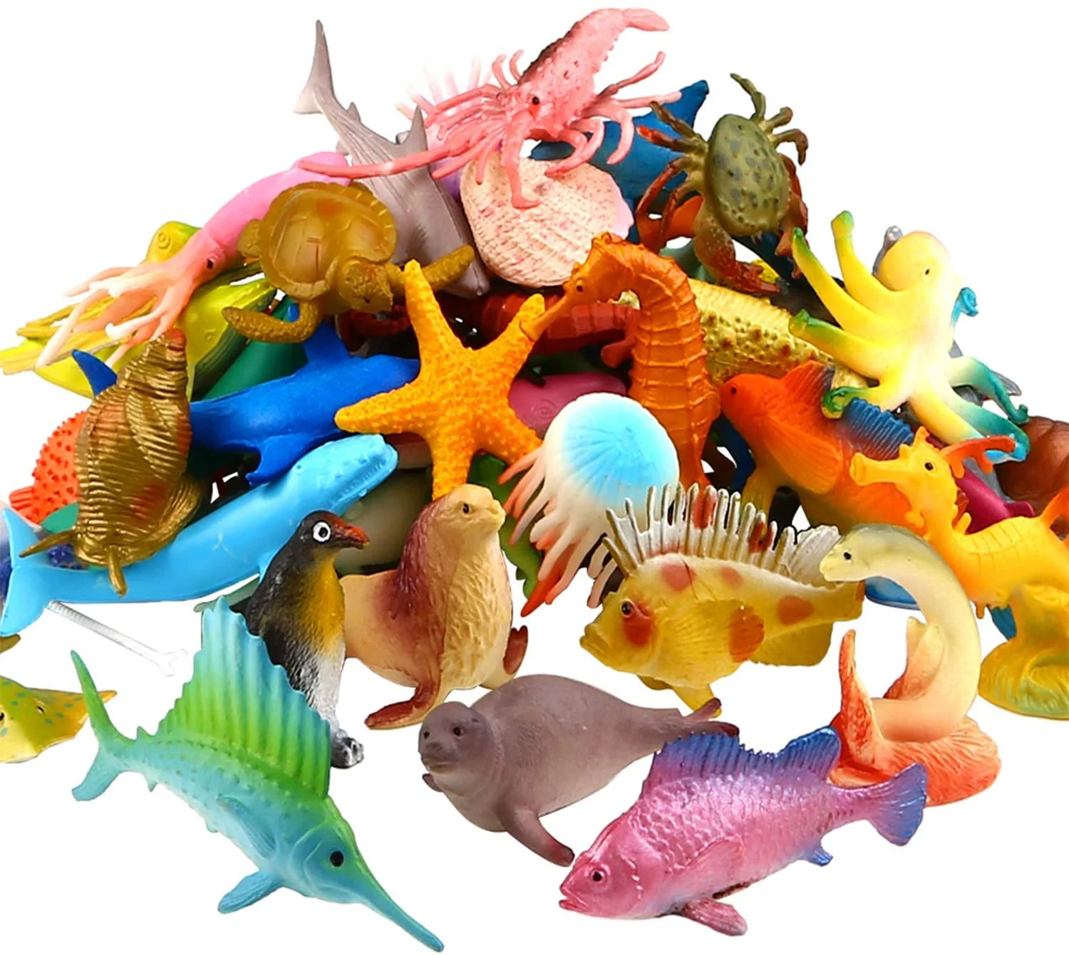 Ocean Sea Animal, 52 Pack Assorted Mini Vinyl Plastic Animal Toy Set