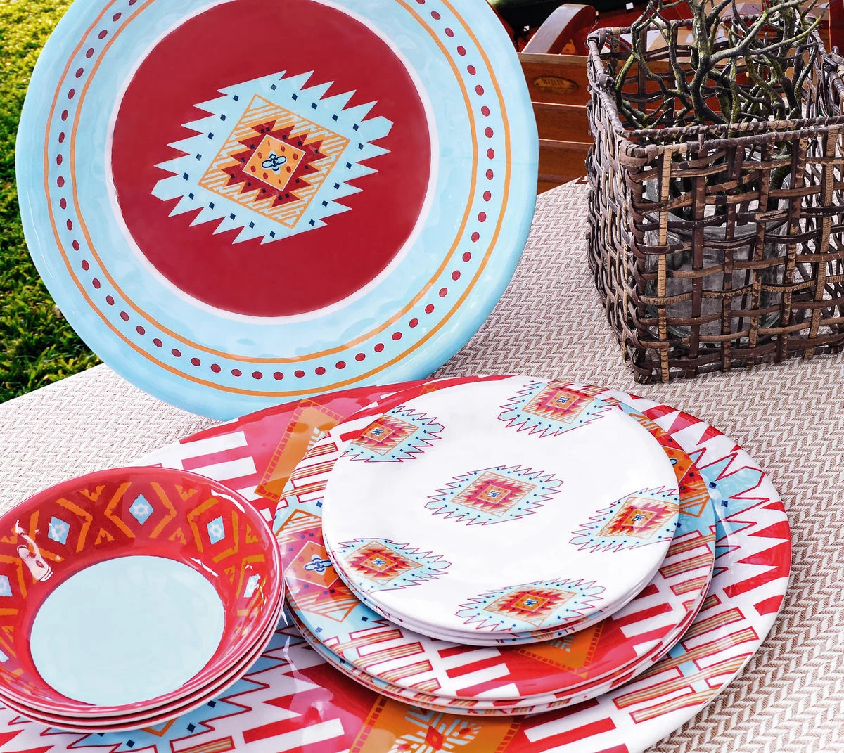HiEnd Accents Southwest Melamine 14 Piece Set