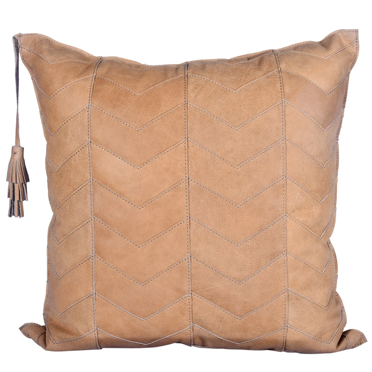 HiEnd Accents Chevron Leather Pillow With Tassel