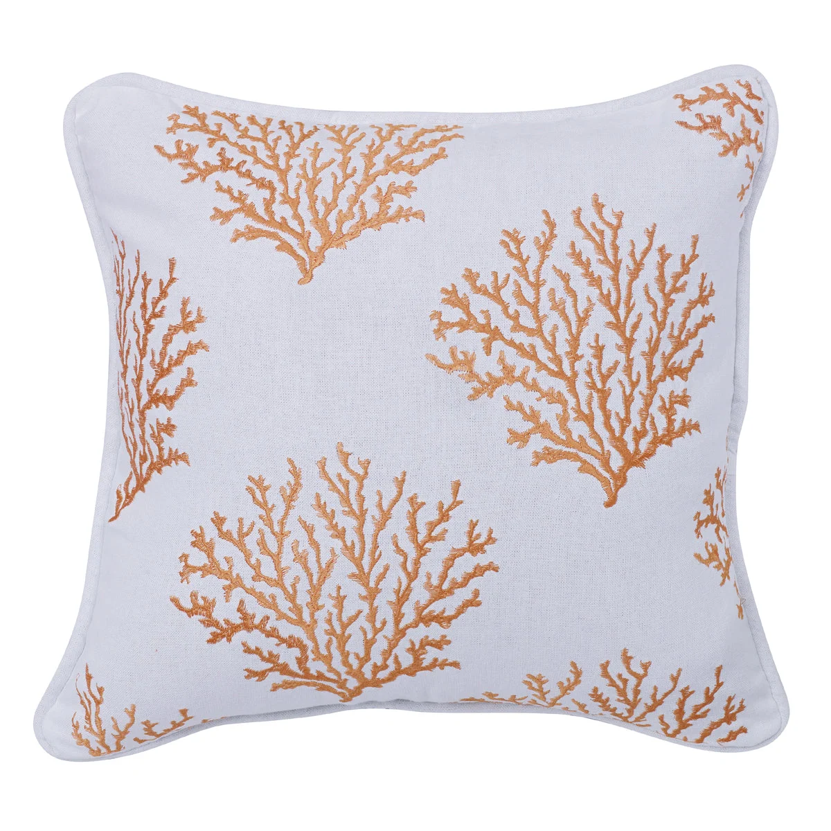 HiEnd Accents Saffron Colored Embroidered Coral Pillow