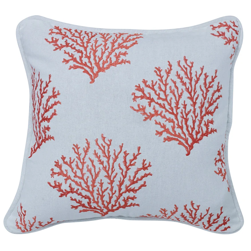 HiEnd Accents Salmon Colored Embroidered Coral Pillow