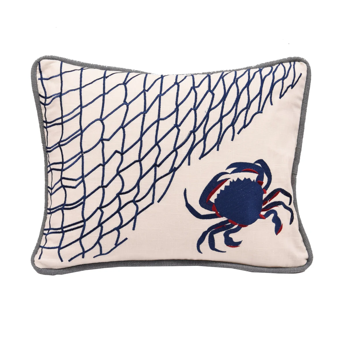 HiEnd Accents Linen Pillow Embroidery and Piping