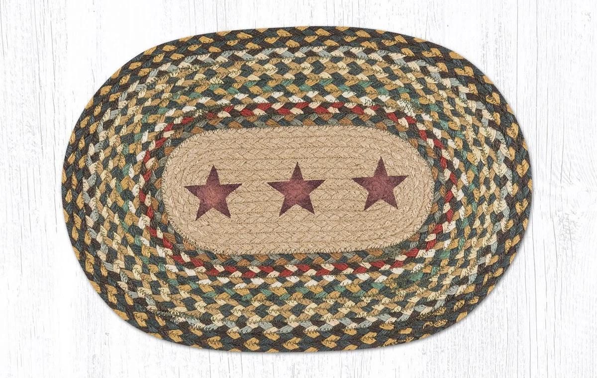 Earth Rugs PM-OP-51 Gold Stars Oval Placemat 13``x19``