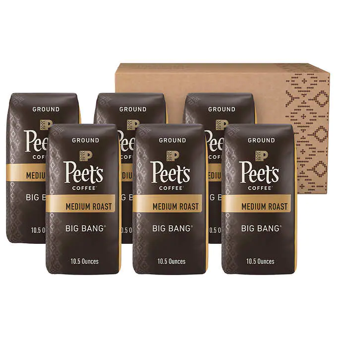 Peet’s Coffee Medium Roast Ground Coffee Big Bang 10.5 Ounce Bag 6-pack