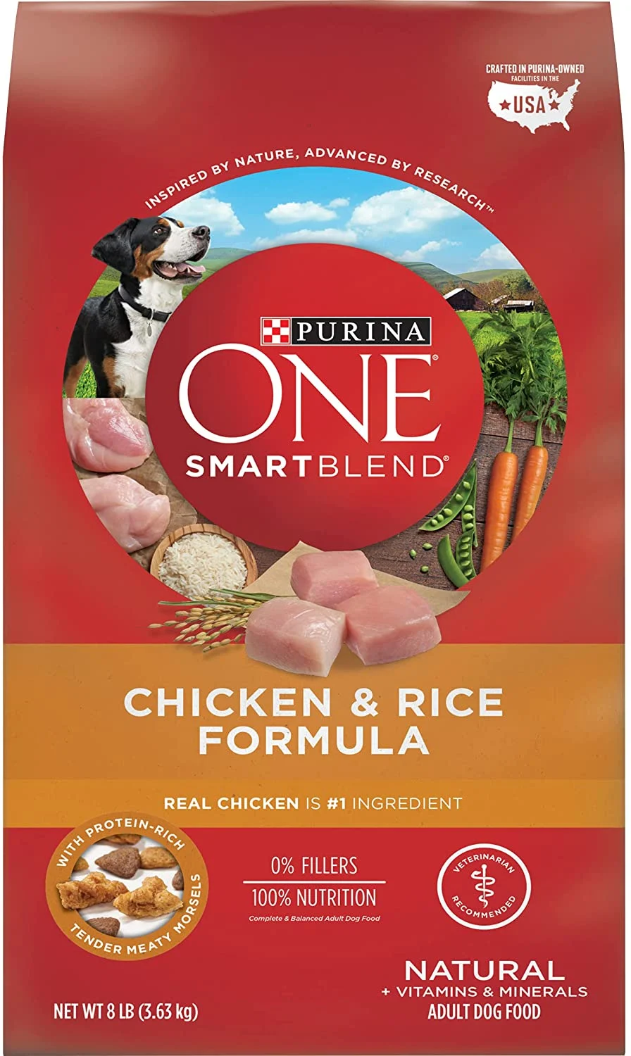 Purina ONE Natural Dry Dog Food, SmartBlend Chicken & Rice Formula – 8 lb. Bag