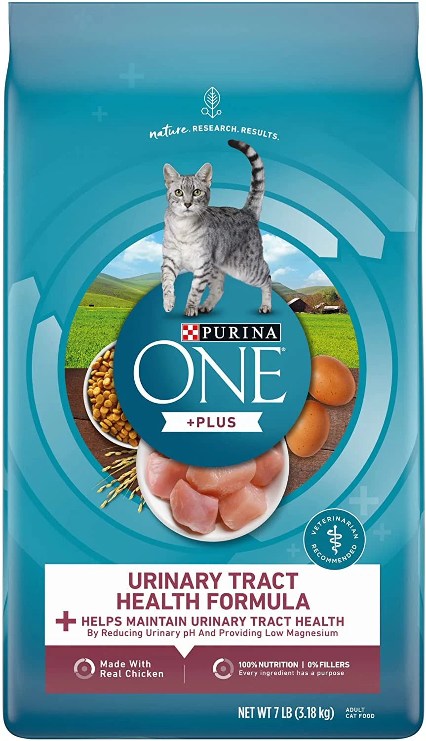 Purina ONE Urinary Tract Health High Protein, Natural Adult Dry Cat Food & Wet Cat Food 7 lb. Bag