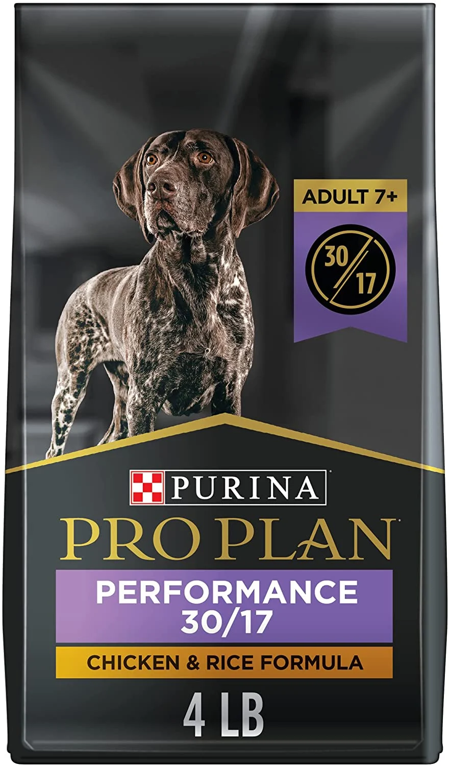 Purina Pro Plan Sport Adult 7+ Performance 30/17 Chicken and Rice Forumula Dry Dog Food – 4 lb. Bag