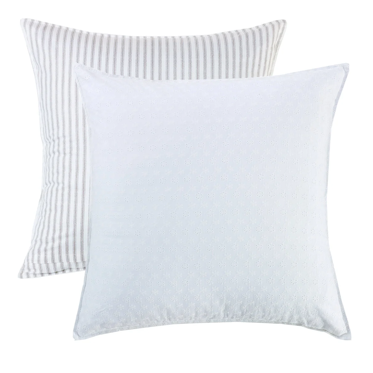 HiEnd Accents Reversible Striped and Eyelet Euro Sham