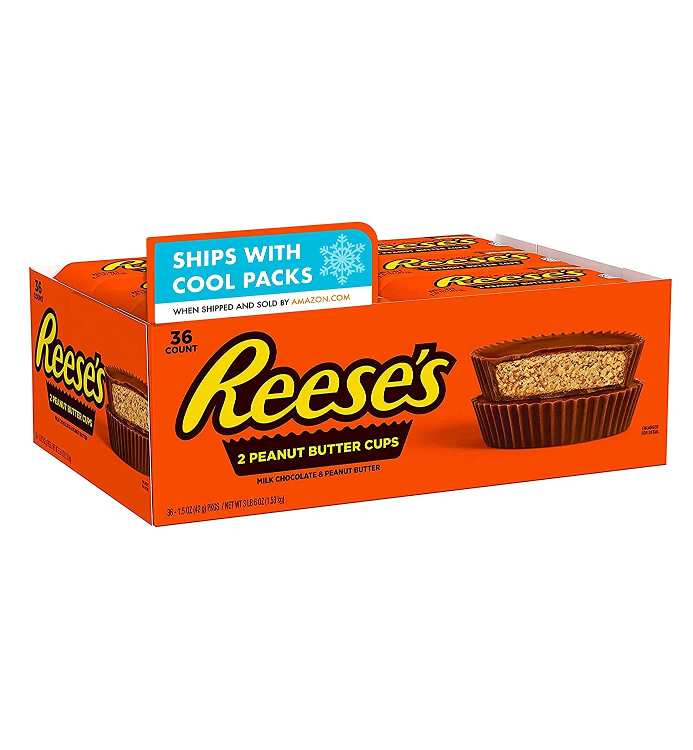 REESE’S Milk Chocolate Peanut Butter Cups Candy, Bulk, Individually Wrapped, Gluten Free, 1.5 oz Packs (36 Count)