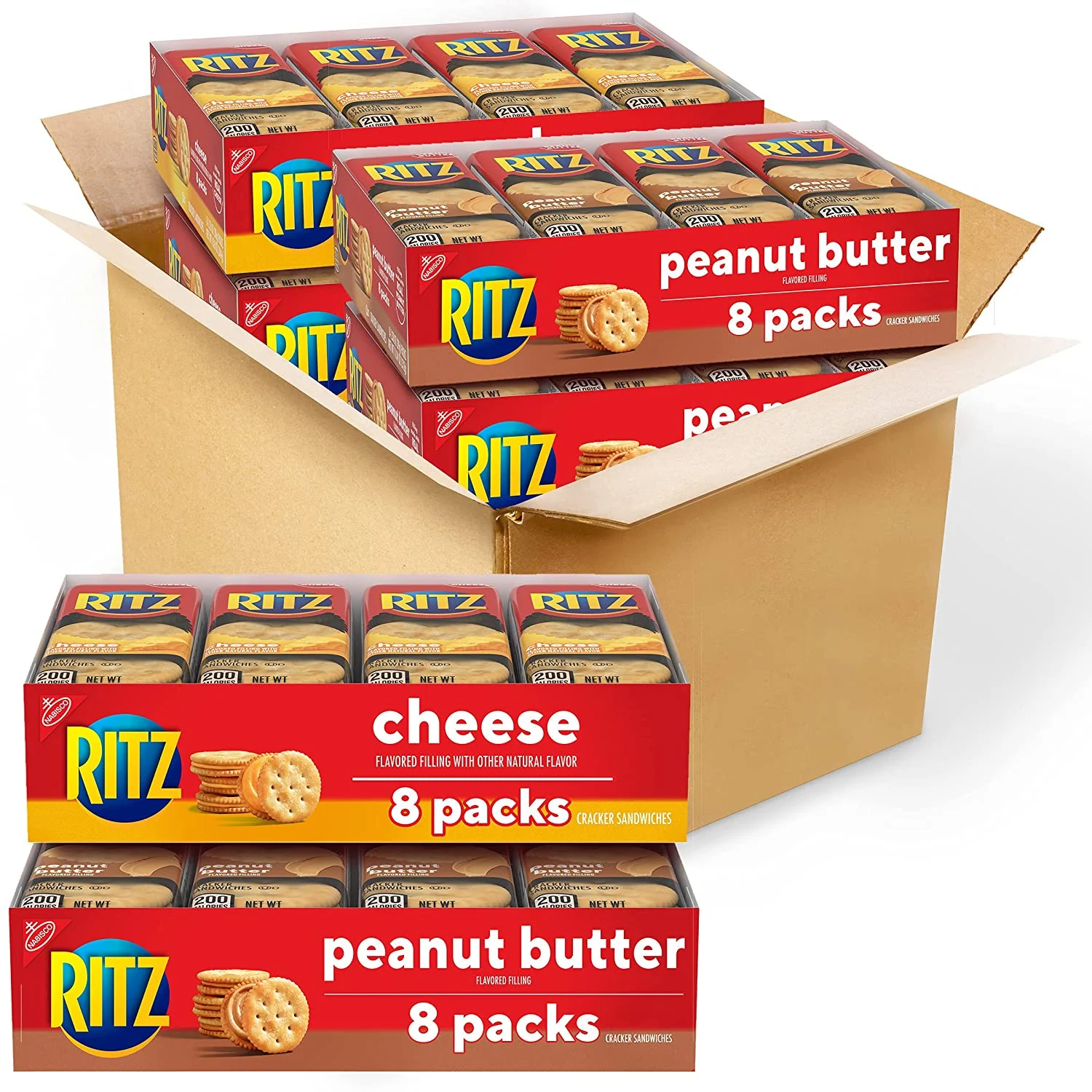 RITZ Peanut Butter Sandwich Cracker Snacks, 32 Snack Packs