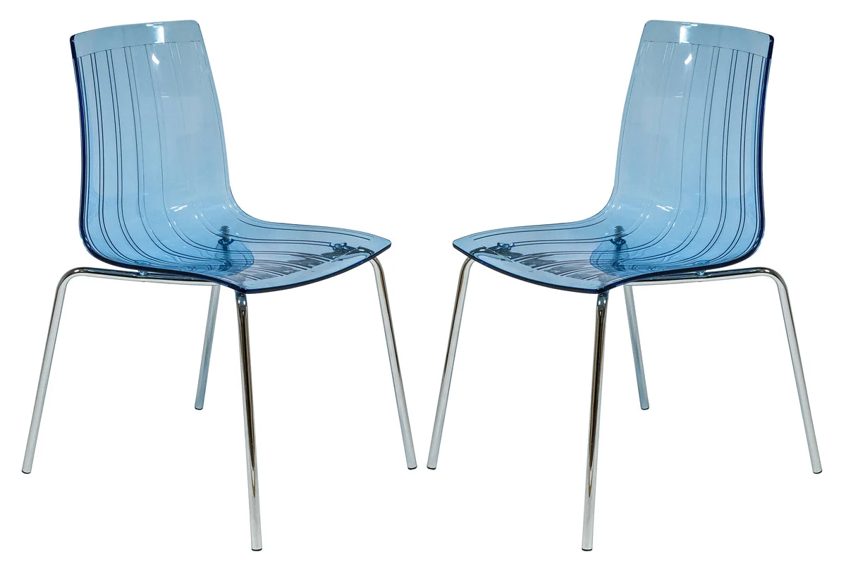 LeisureMod Ralph Dining Chair in Transparent Blue