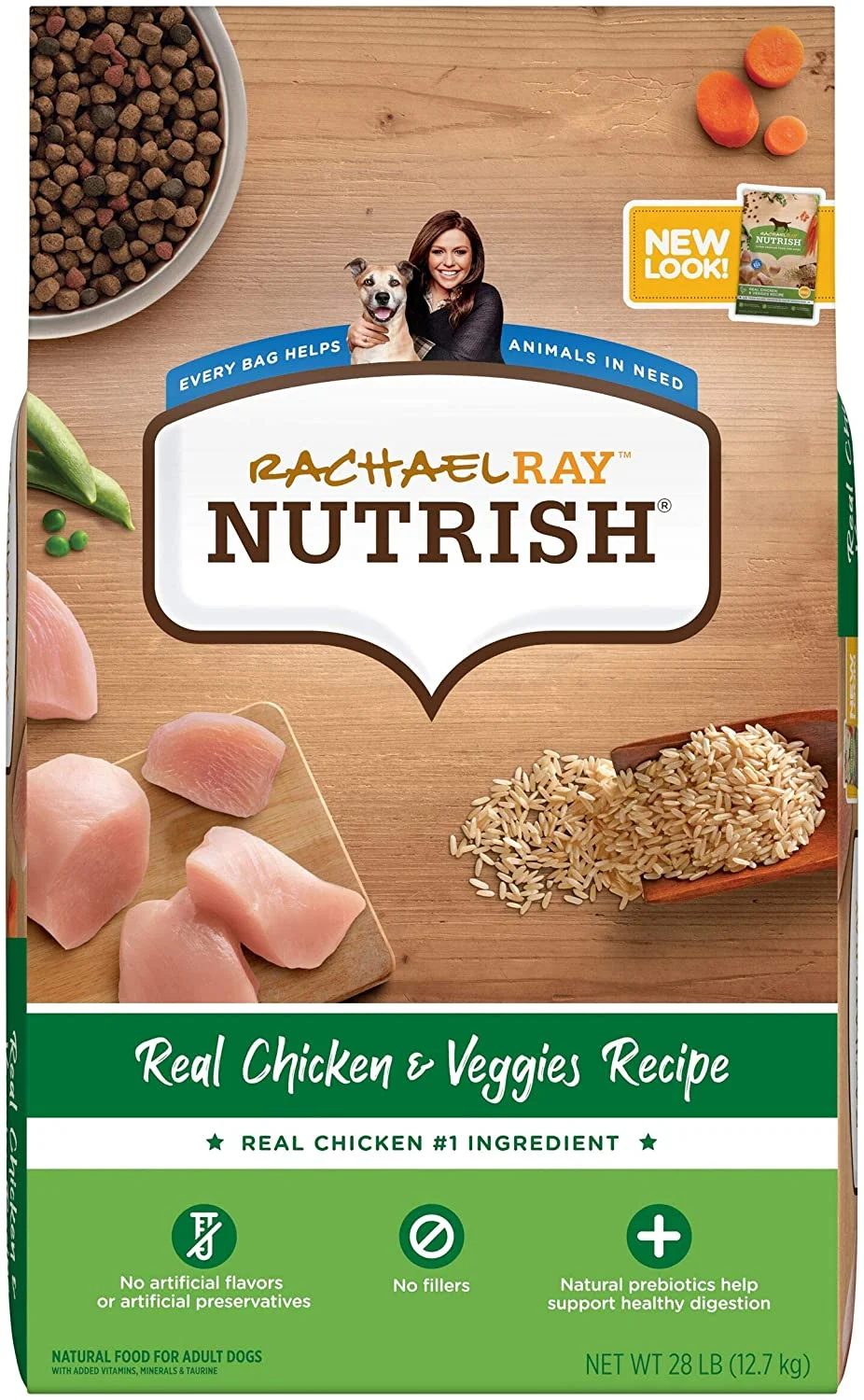 Rachael Ray Nutrish Premium Natural Dry Dog Food, Real Chicken & Veggies Recipe, 28 Pounds (Packaging May Vary)