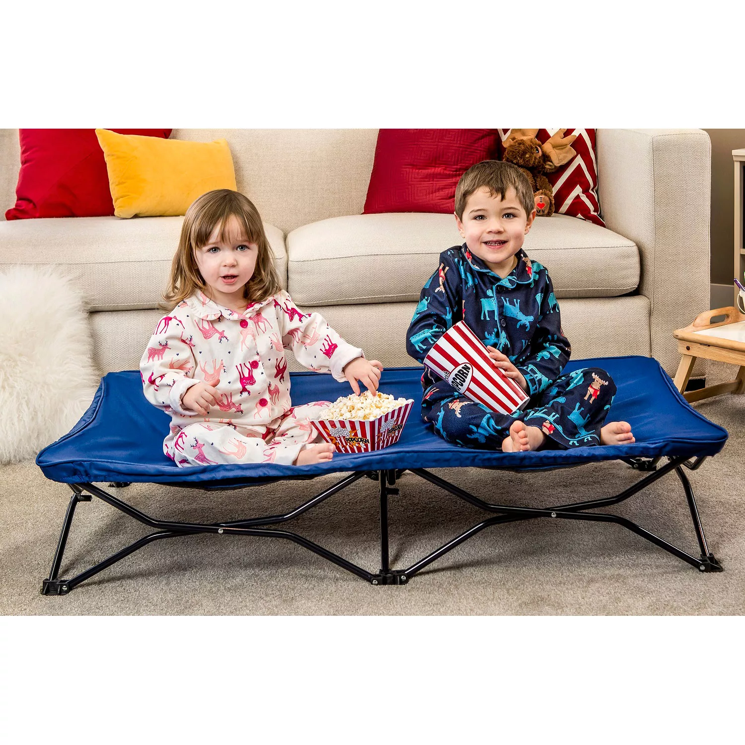 Regalo My Cot Portable Toddler Bed, Includes Fitted Sheet, Blue