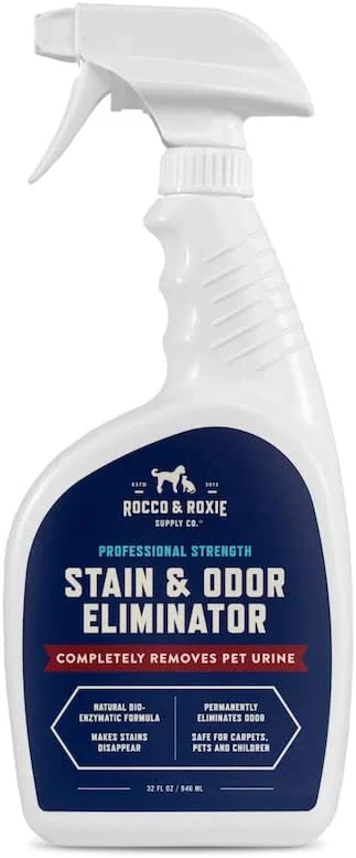 Rocco & Roxie Supply Co. Stain & Odor Eliminator for Strong Odor – Enzyme-Powered Pet Odor Eliminator for Home – Carpet Stain Remover for Cats and Dog Pee – Enzymatic Cat Urine Destroyer – Carpet Cleaner Spray