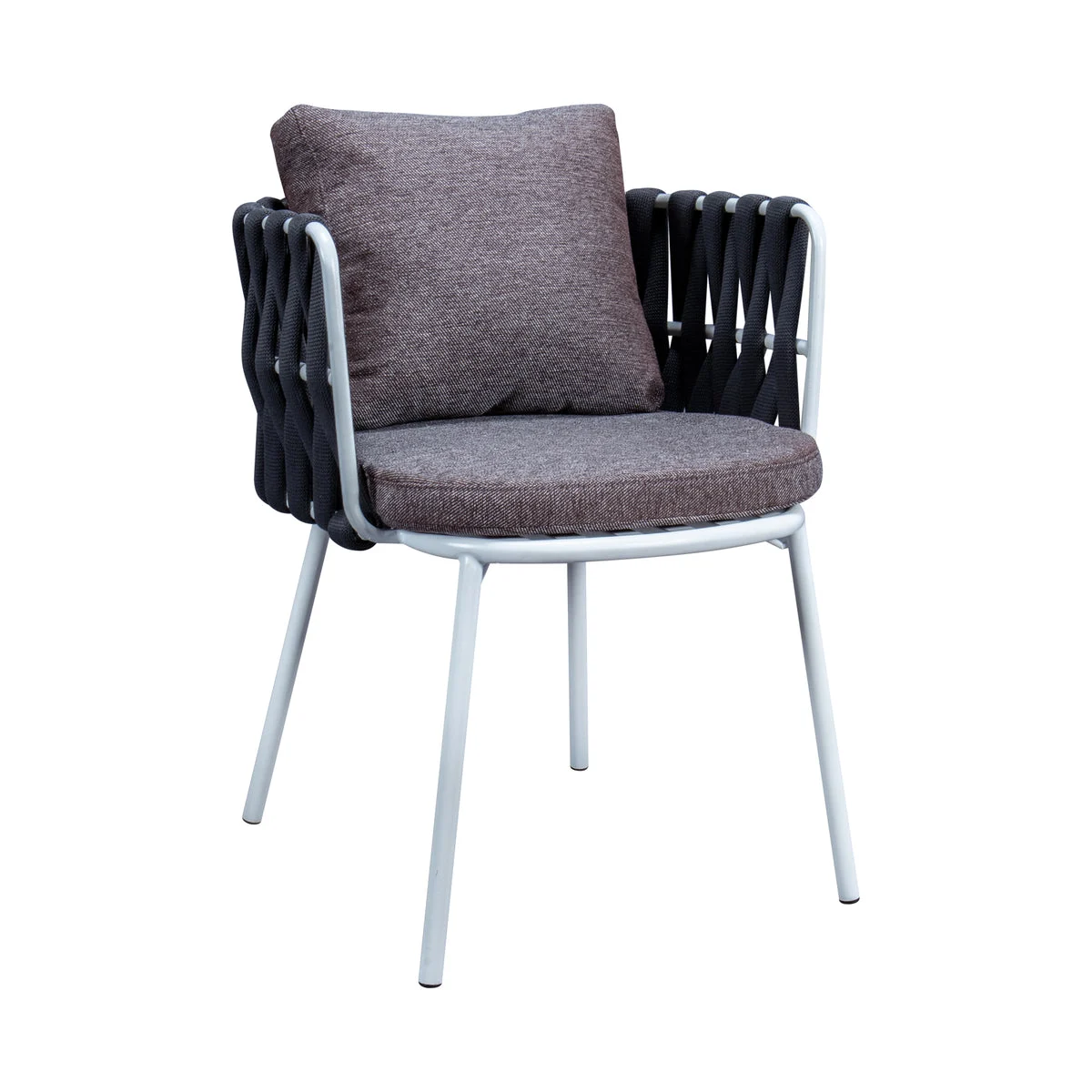 LeisureMod Spencer Modern Rope Outdoor Patio Dining Chair With Cushions