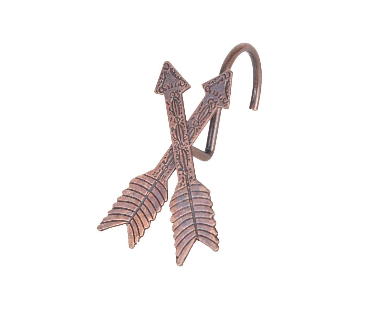 HiEnd Accents Arrow Design Shower Curtain Hooks, Set of 12