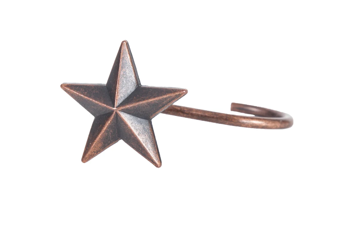 HiEnd Accents Star Design Shower Curtain Hooks, Set of 12