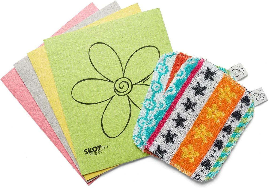 Skoy Cloth 1 Pack (4 Pieces) and Skoy Scrub 1 Pack (2 Pieces), Reusable Cloth and Scrub