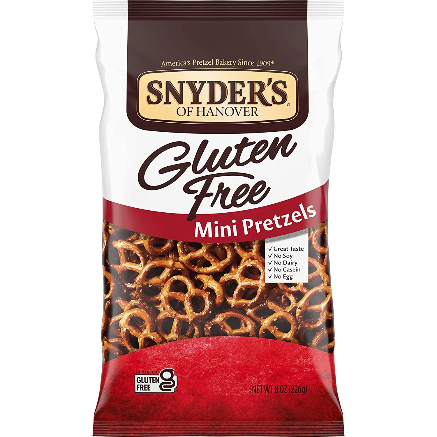 Snyder’s of Hanover Gluten Free Mini Pretzels, 8 Ounce (Pack of 12)