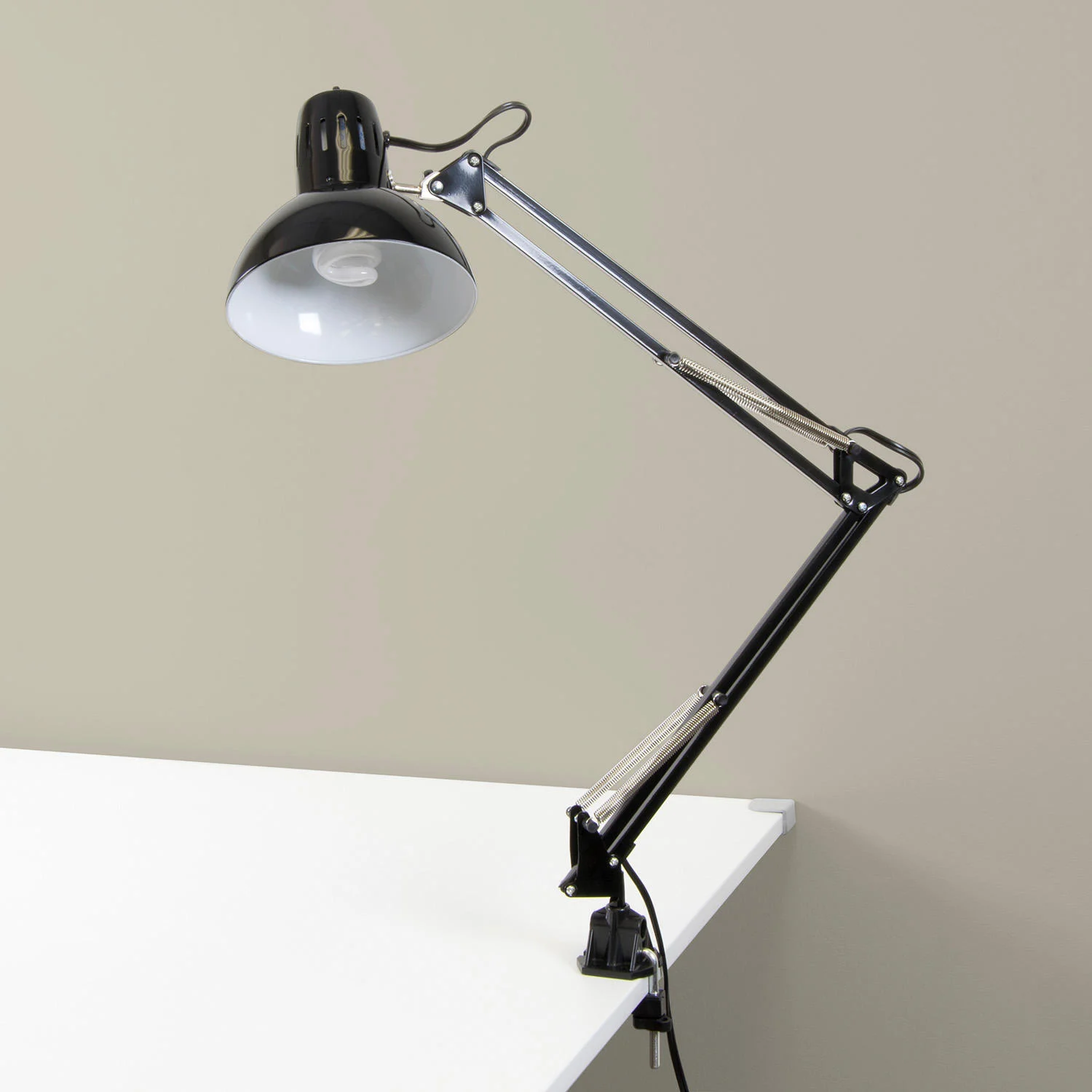 Studio Designs Swing Arm Lamp with 13-watt CFL Bulb, Black