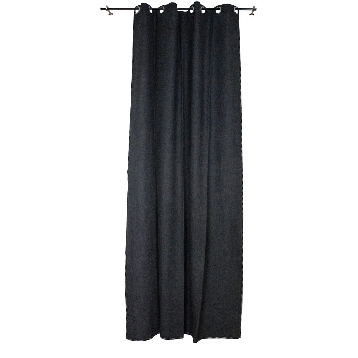 Sagebrook Home Linen Curtain Panel, Contraststitch, Charcoal