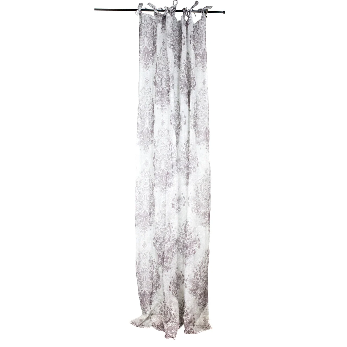 Sagebrook Home Linen Printed Curtain Panel, White/Lavender