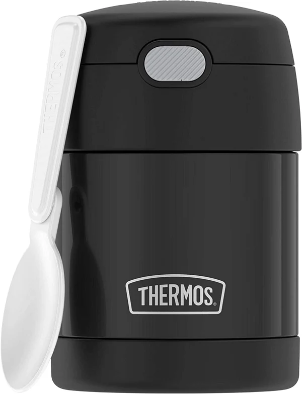 THERMOS FUNTAINER 10 Ounce Stainless Steel Vacuum Insulated Kids Food, Black