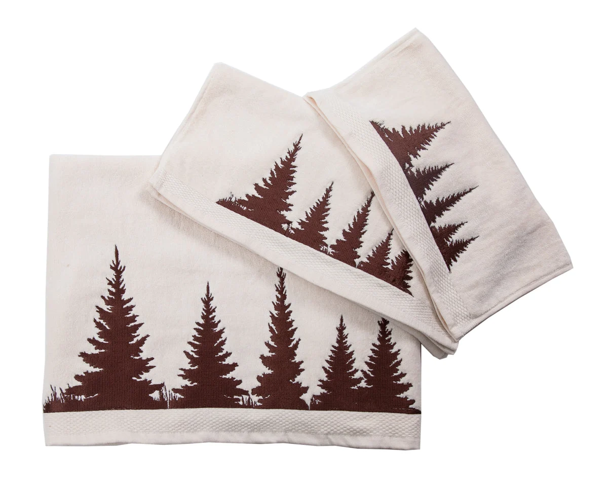 HiEnd Accents 3 PC Towel Set with embroidered Clearwater Pines