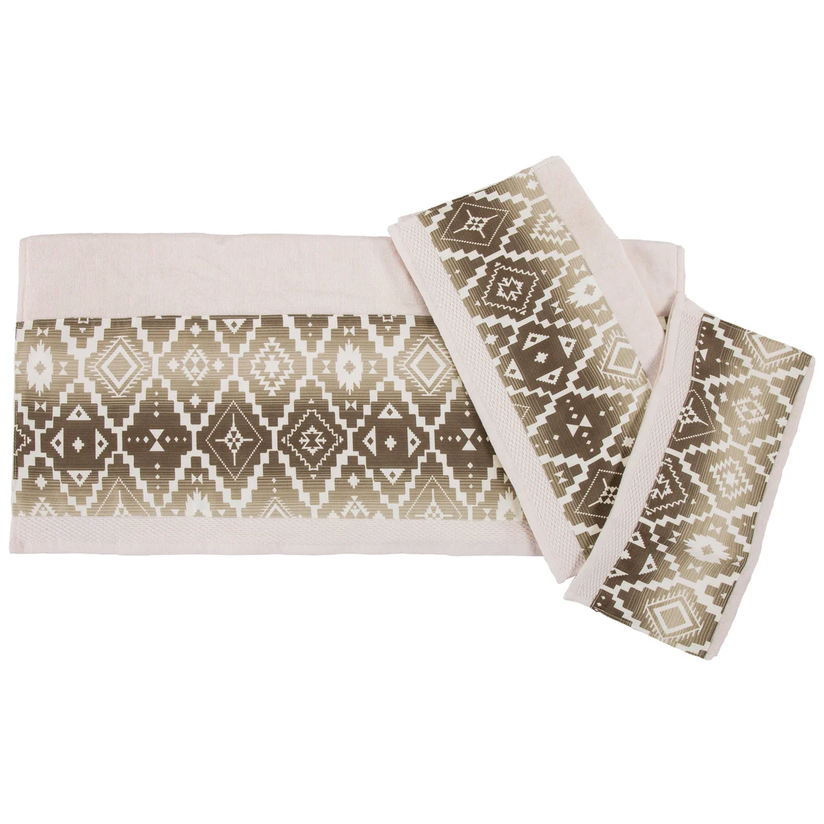 HiEnd Accents Chalet Aztec Applique 3PC Bath Towel Set