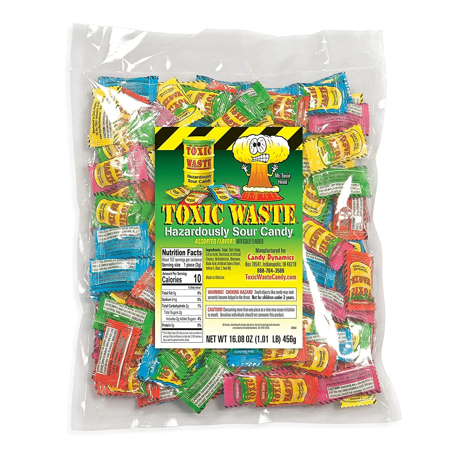 TOXIC WASTE 1 Pound Bag Assortment of Toxic Waste Sour Candy – 5 Flavor