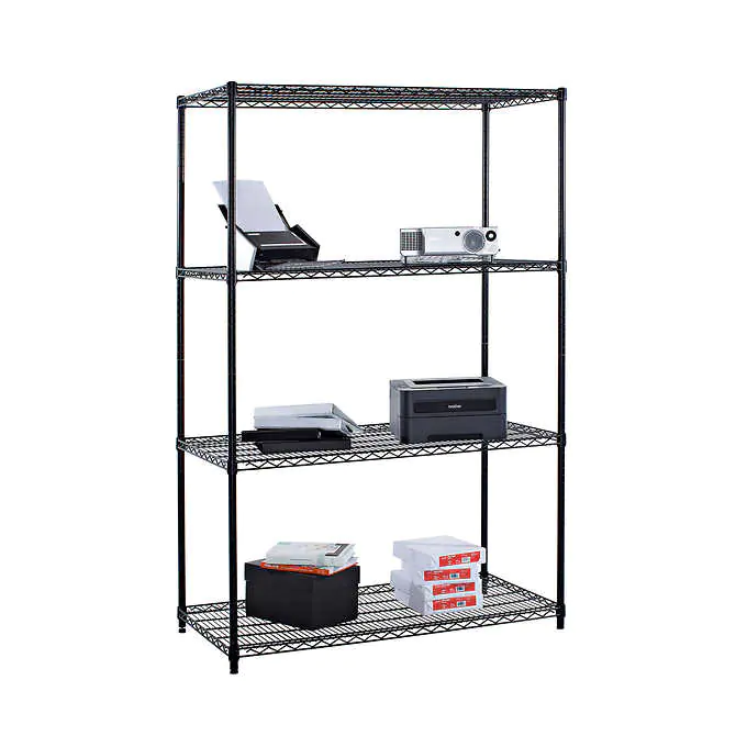 TRINITY 4-Tier Wire Shelving Rack, 48″ x 24″ x 72″ NSF, Black