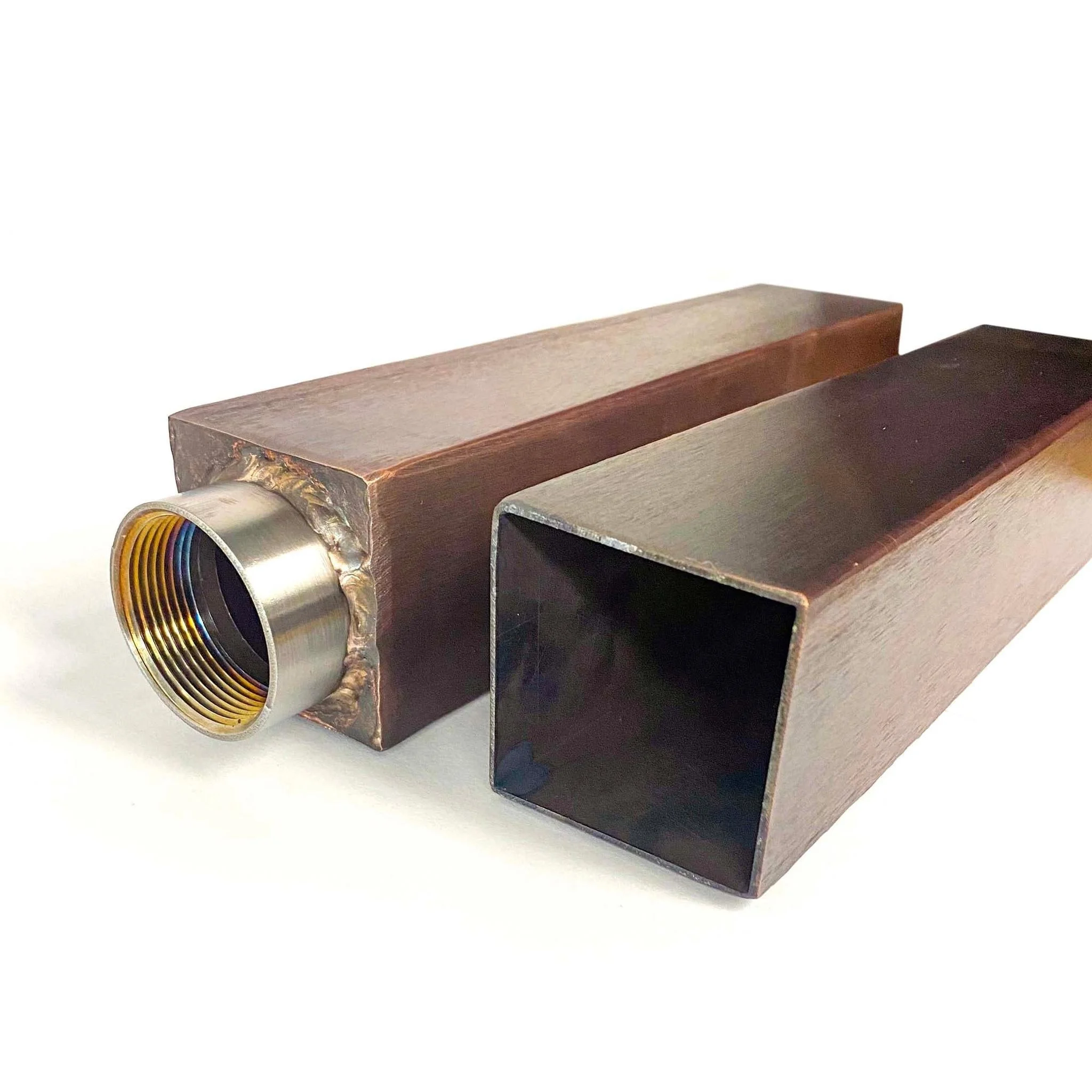 The Outdoor Plus 12" Copper Box Mini Scupper with Threaded Back