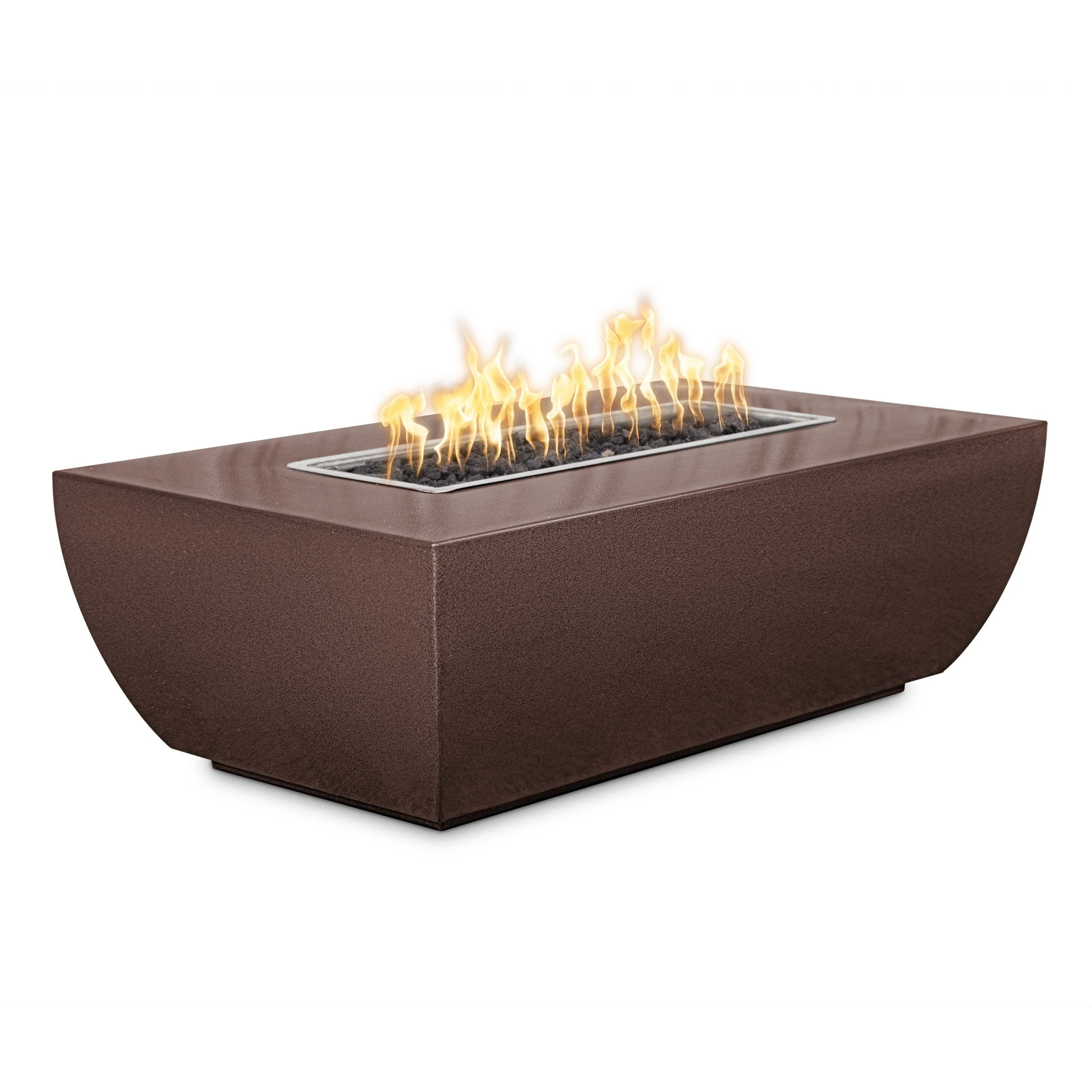 The Outdoor Plus Linear Avalon 48" Copper Vein Powder Coated Metal Liquid Propane Fire Pit - 15" Tall with Match Lit Ignition
