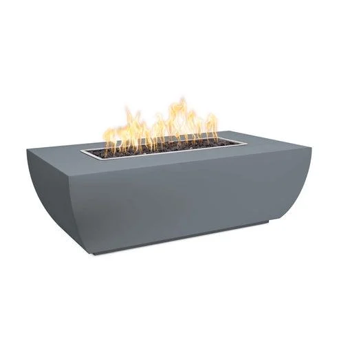 The Outdoor Plus Linear Avalon 60" Gray Powder Coated Metal Liquid Propane Fire Pit - 15" Tall with 12V Electronic Ignition
