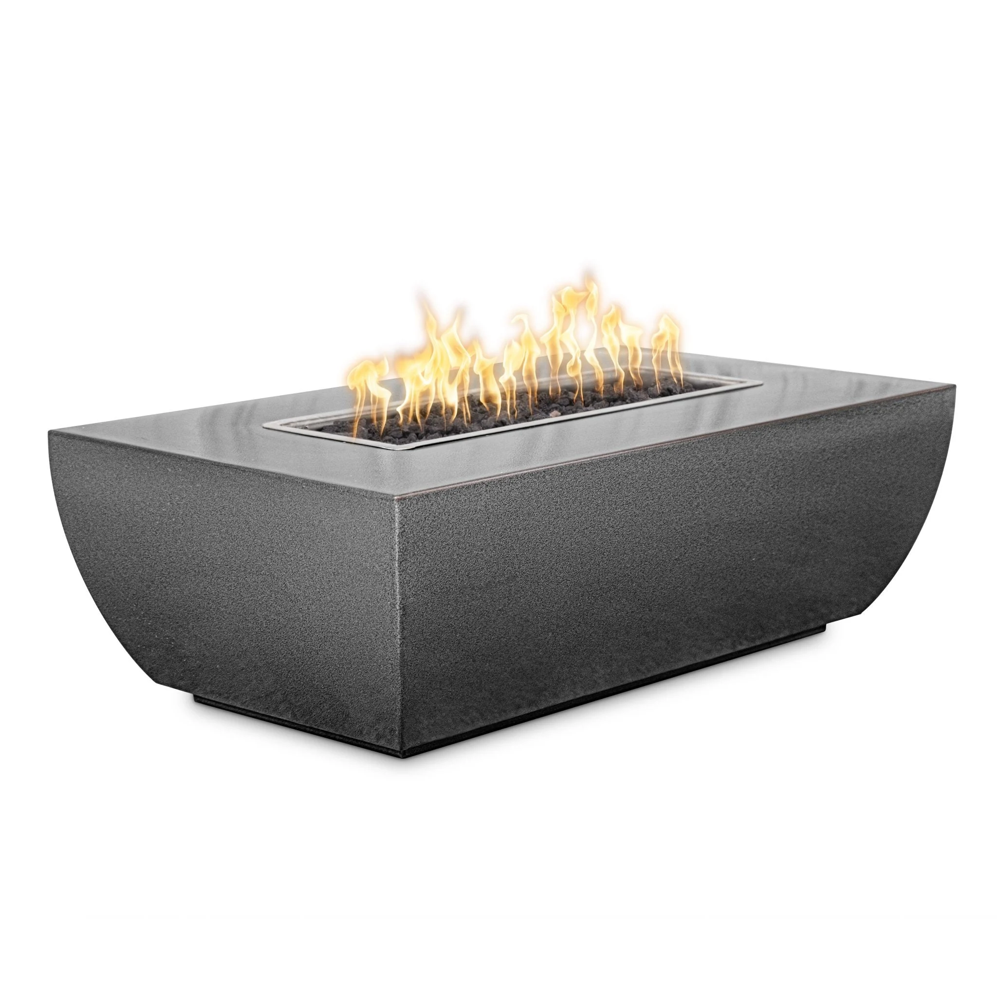 The Outdoor Plus Linear Avalon 60" White Powder Coated Metal Liquid Propane Fire Pit - 24" Tall with Match Lit Ignition