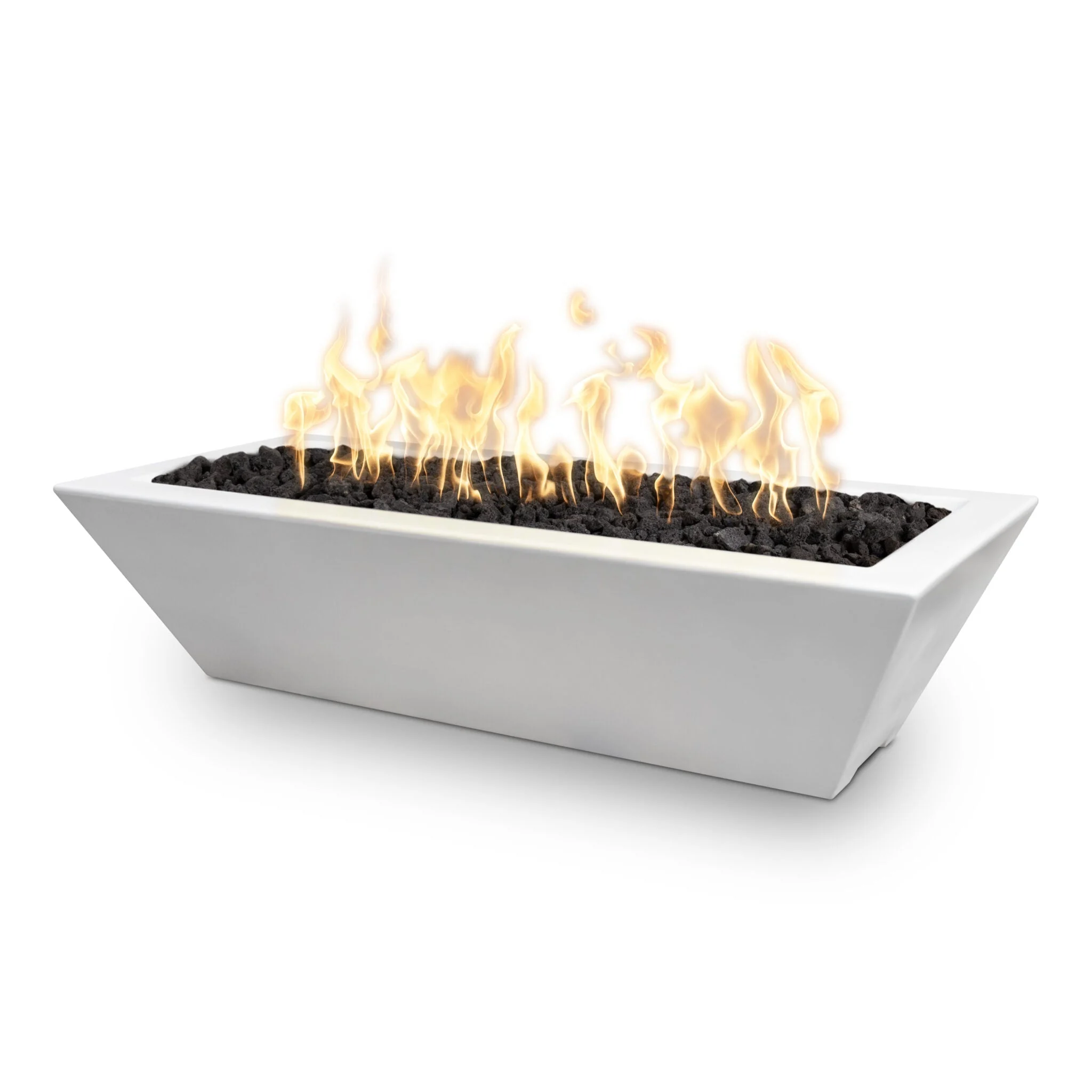 The Outdoor Plus Linear Maya 48" Copper Vein Powder Coated Metal Liquid Propane Fire Bowl with 12V Electronic Ignition