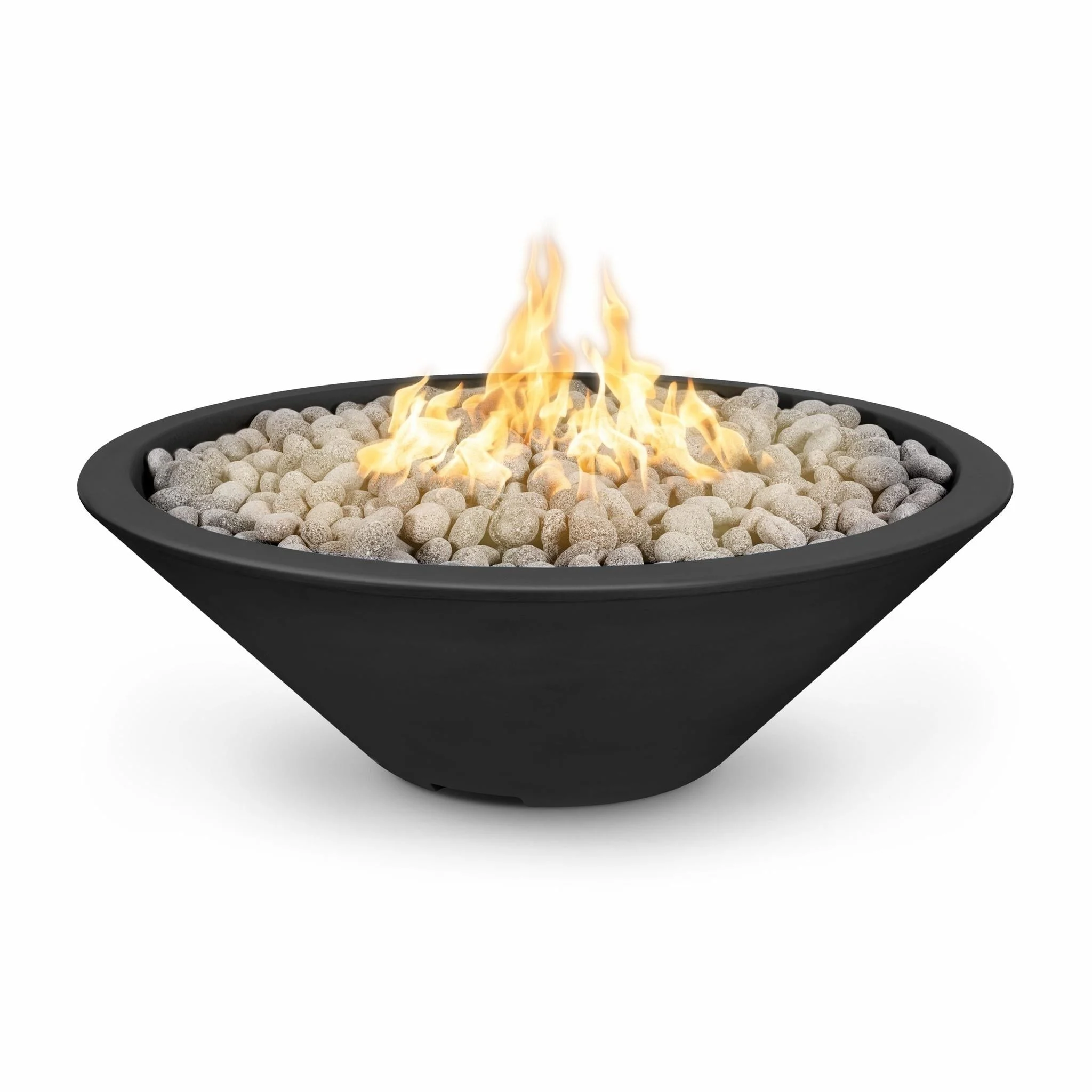 The Outdoor Plus Round Cazo 48" White Powder Coated Metal Liquid Propane Fire Pit with Match Lit Ignition