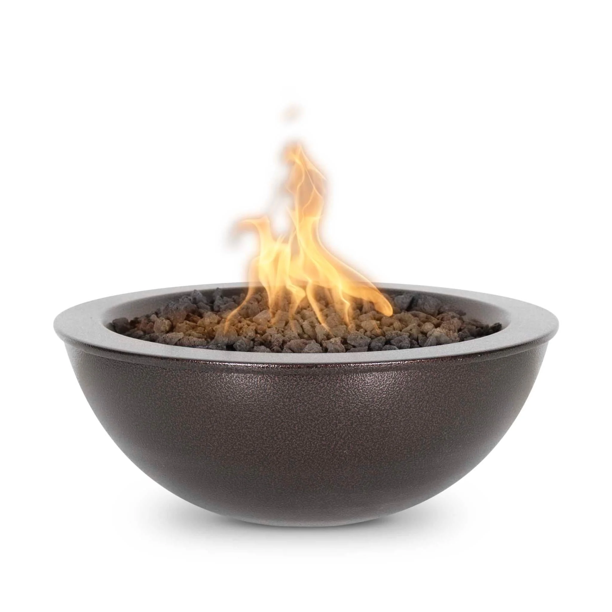 The Outdoor Plus Sedona 36" White Powder Coated Metal Liquid Propane Fire Bowl with Match Lit with Flame Sense Ignition