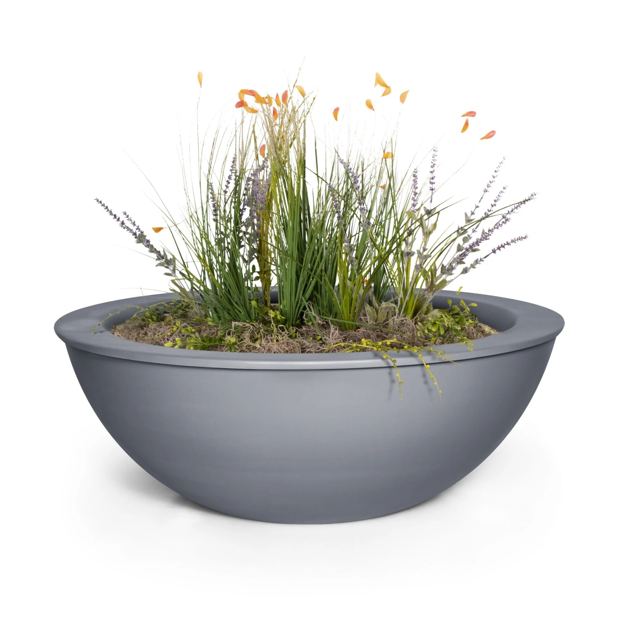The Outdoor Plus Sedona 48" Pewter Powder Coated Metal Planter Bowl