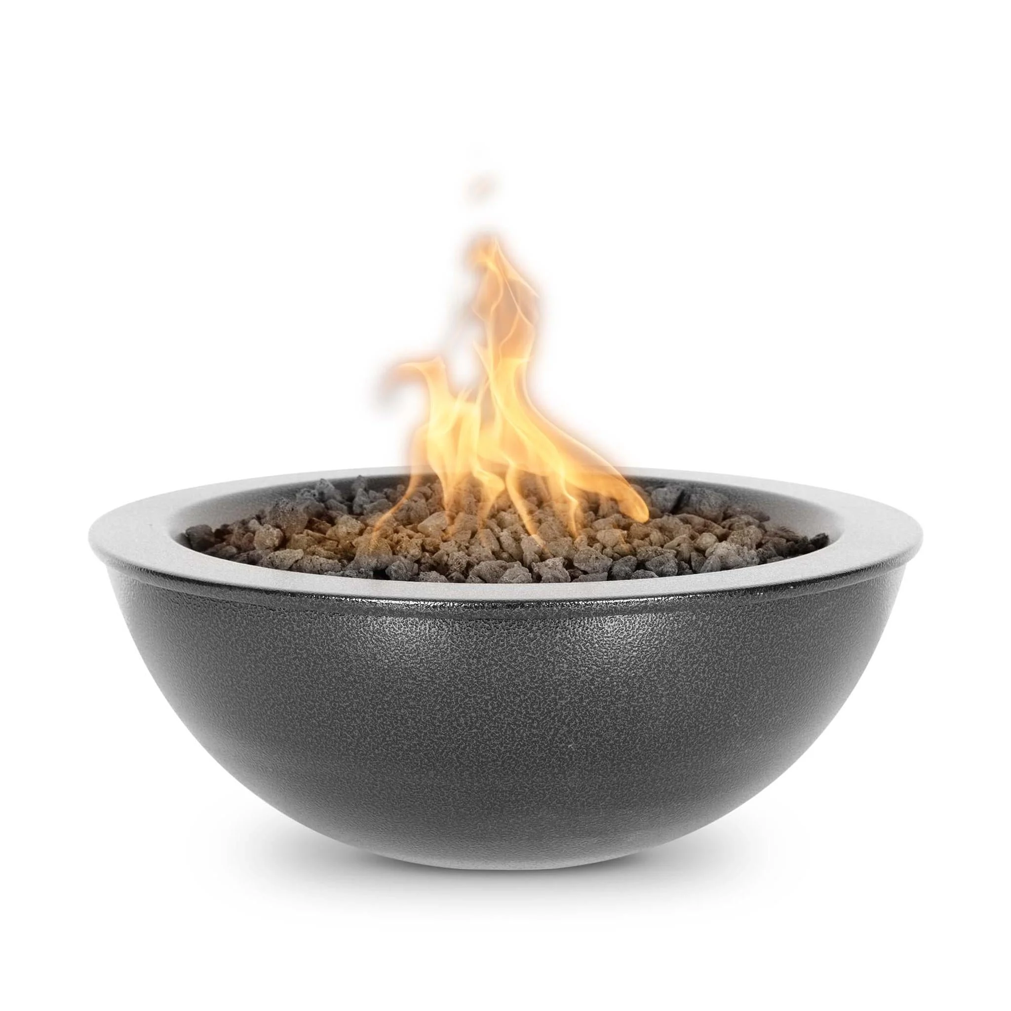 The Outdoor Plus Sedona 48" Silver Vein Powder Coated Metal Natural Gas Fire Bowl with 12V Electronic Ignition