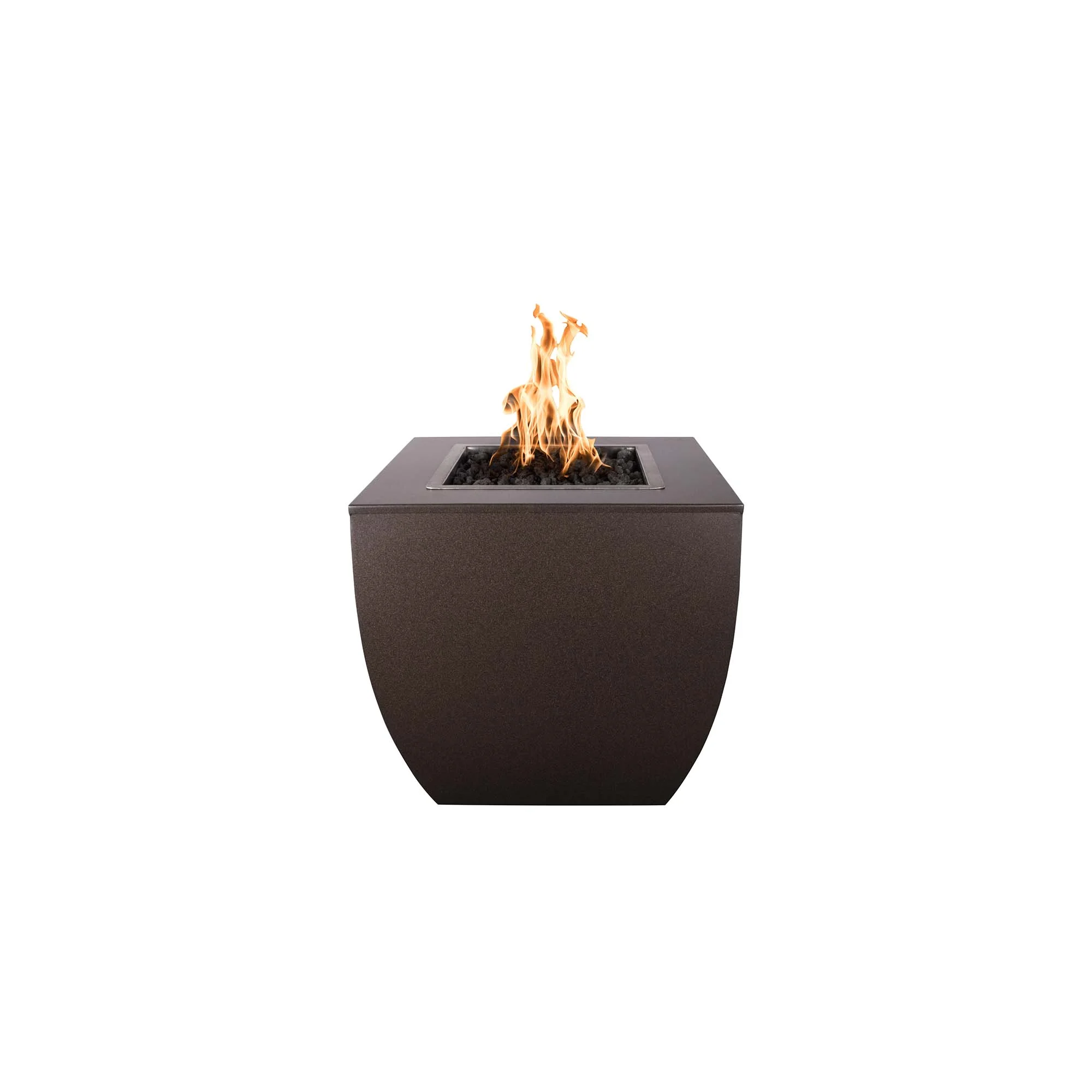 The Outdoor Plus Square Avalon Tall 30" Gray Powder Coated Metal Liquid Propane Fire Pit with Flame Sense with Spark Ignition