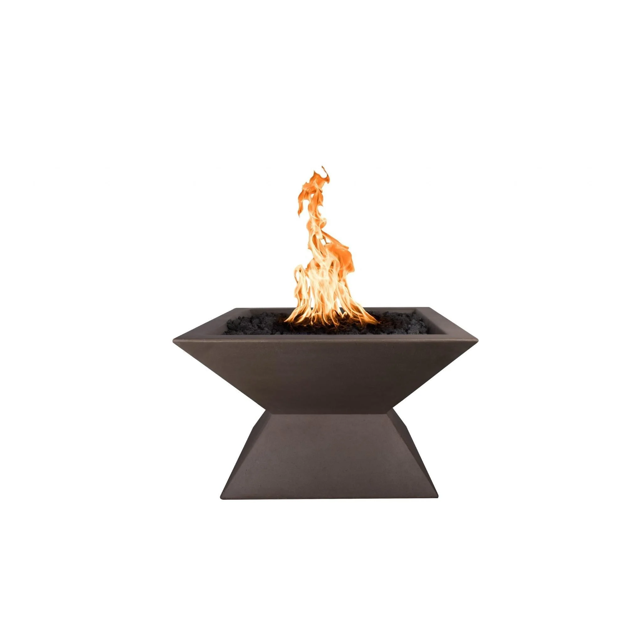 The Outdoor Plus Square Uxmal 30" Chestnut GFRC Concrete Natural Gas Fire Pit with 12V Electronic Ignition