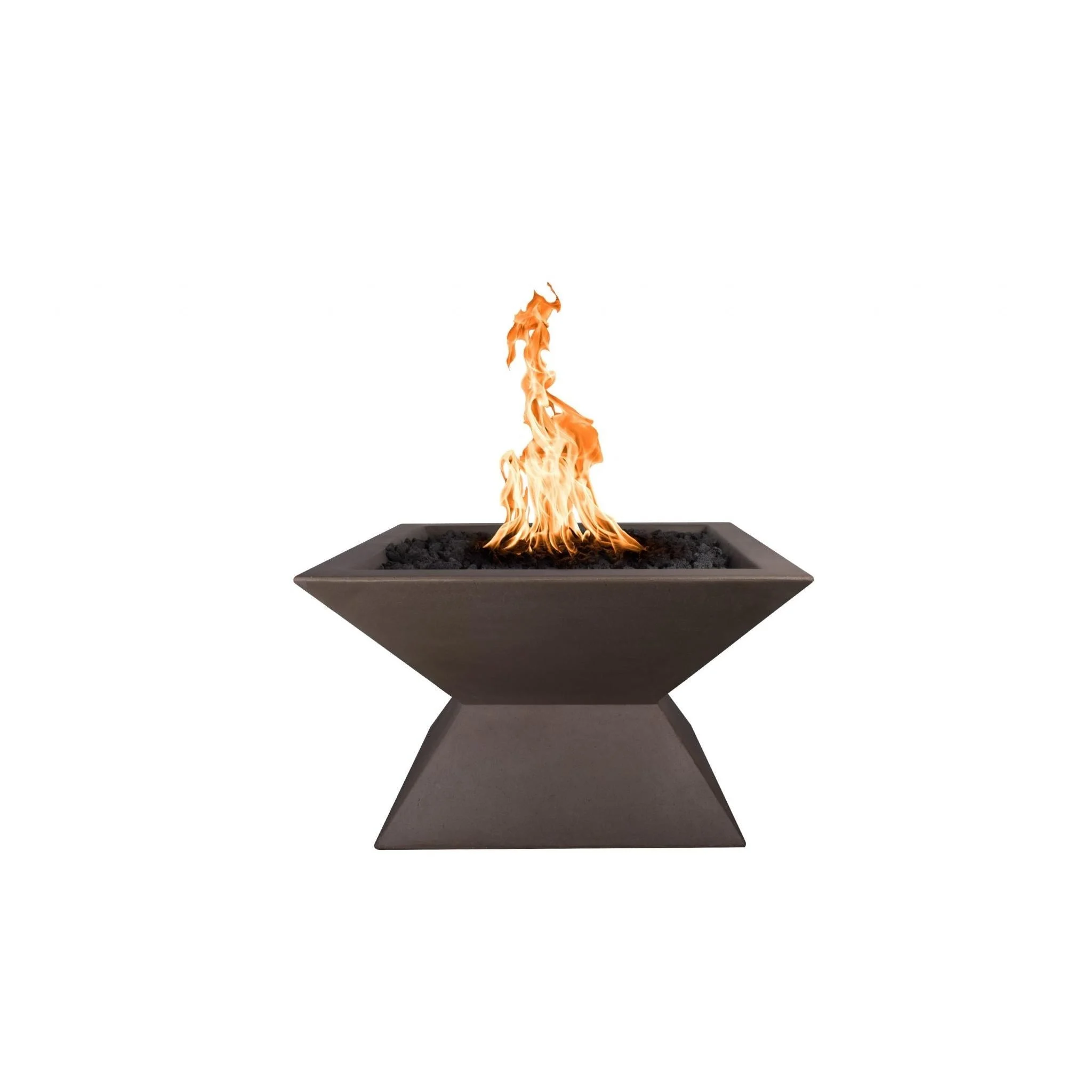 The Outdoor Plus Square Uxmal 30" Java Powder Coated Metal Liquid Propane Fire Pit with 12V Electronic Ignition